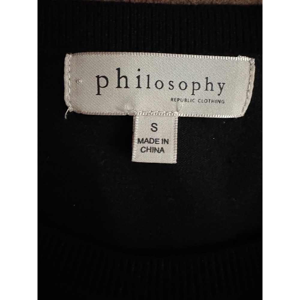 Philosophy Republic Clothing Women Black Crew Neck Sweater Gold Cuff Button Sz S - Picture 4 of 10
